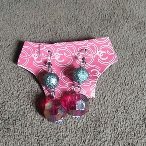 Red bulb earring with stone top